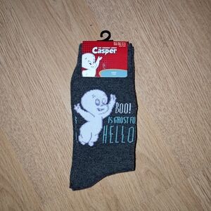 Casper The Friendly Ghost "Boo Is Ghost For Hello" Crew Cut Socks New